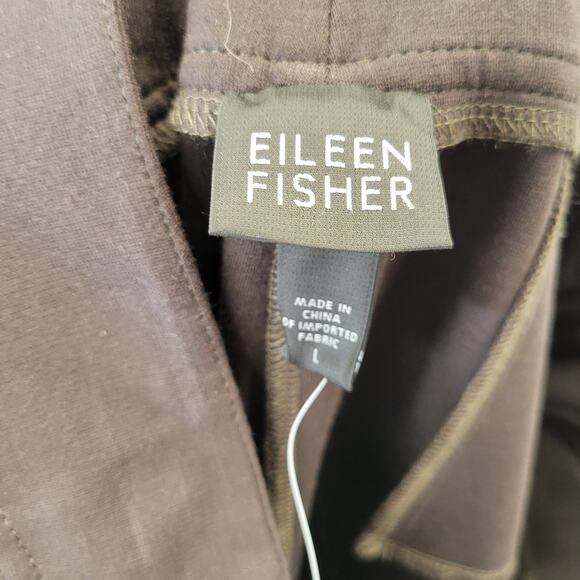 Eileen Fisher Chocolate Brown Heavyweight Rayon Knit Dress Pants, L, NWT - Picture 9 of 13